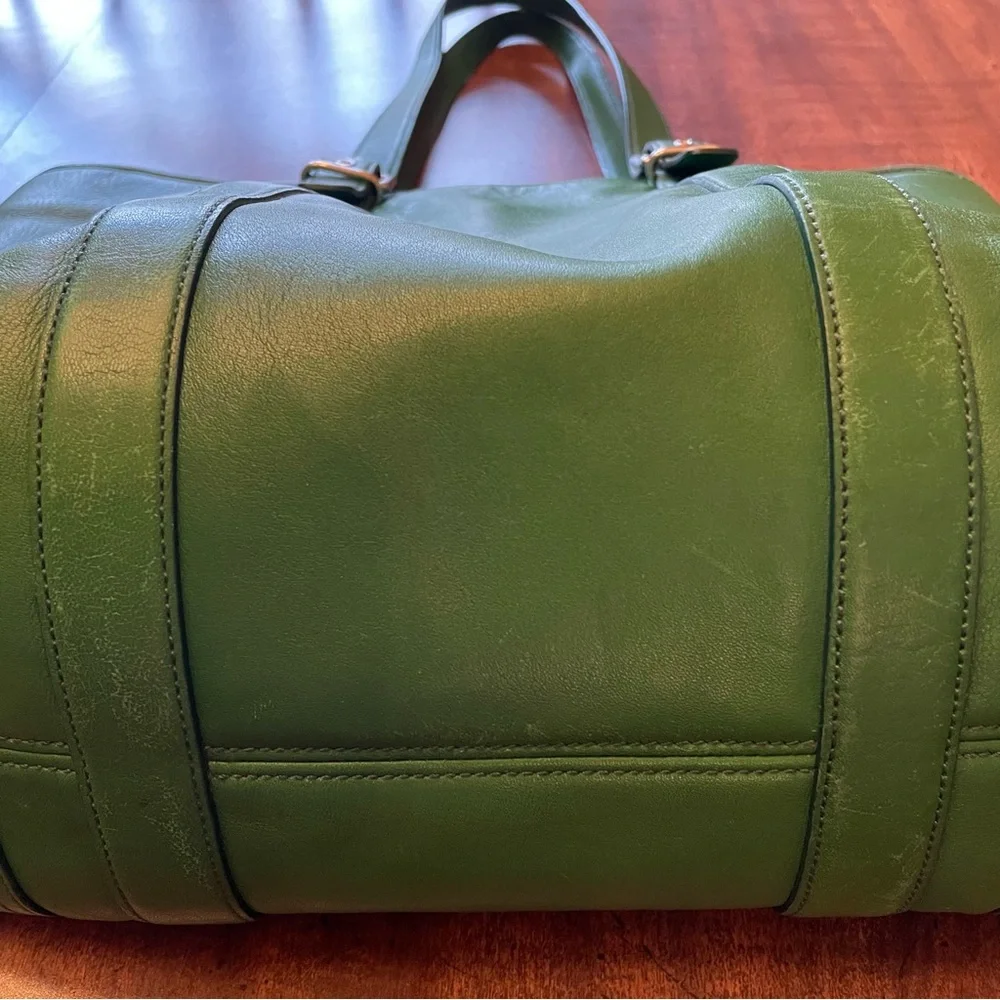 Vintage Coach Hampton Carryall Leather Shoulder Bag - Green - Picture 8 of 13